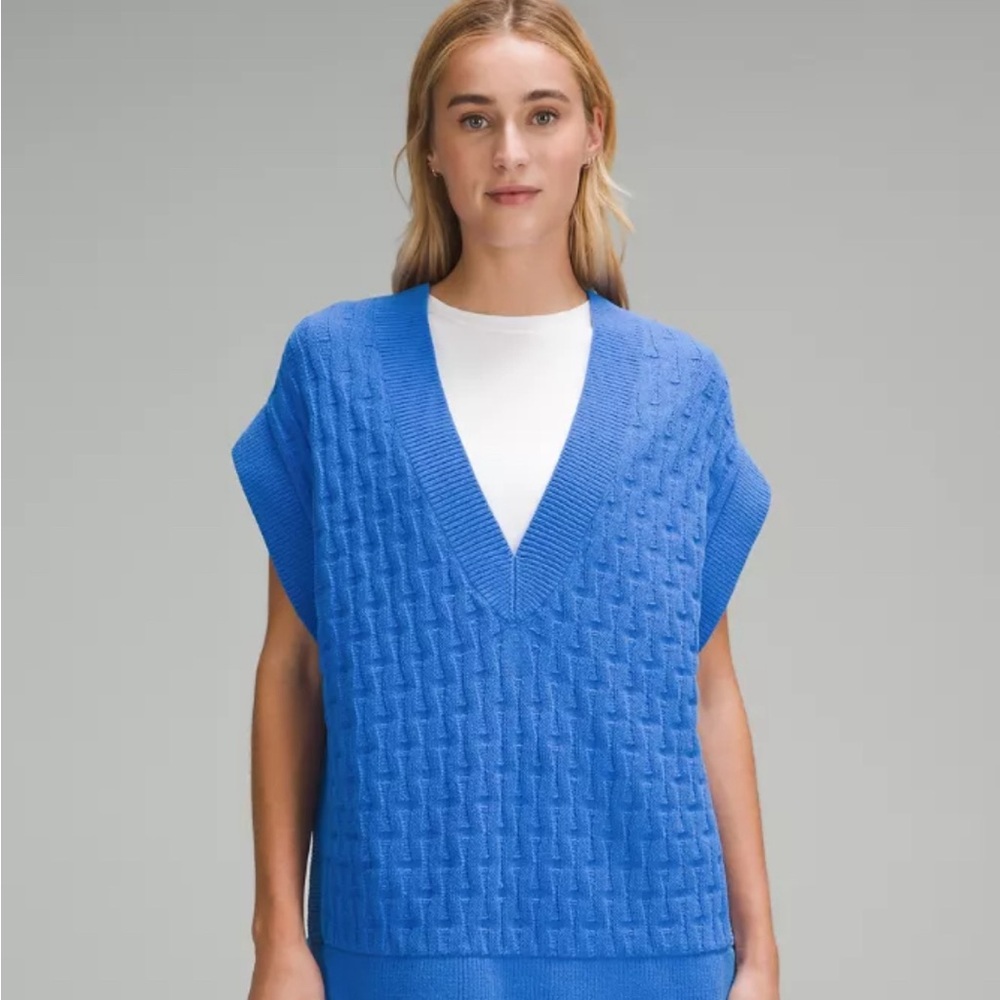 Lululemon Pool Blue Cable Knit Sweater